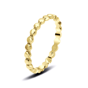 Gold Plated Dot Strip Silver Ring NSR-3357-GP
